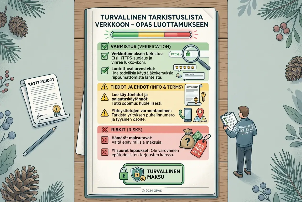 Riskien tarkistuslista vihreillä, keltaisilla ja punaisilla signaaleilla